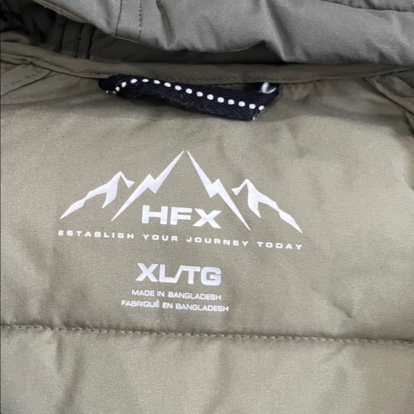HFX 3/4 Stretch Hooded Puffer Jacket Coat Parka Water Resistant Womens XL Olive - Picture 8 of 14